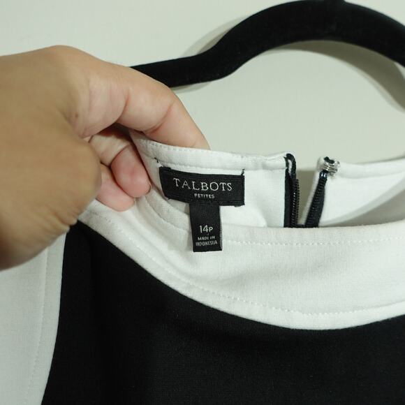 Talbots Womens Sheath Dress Sleeveless White Trim Bacl Slit Black Size 14P - Picture 3 of 10